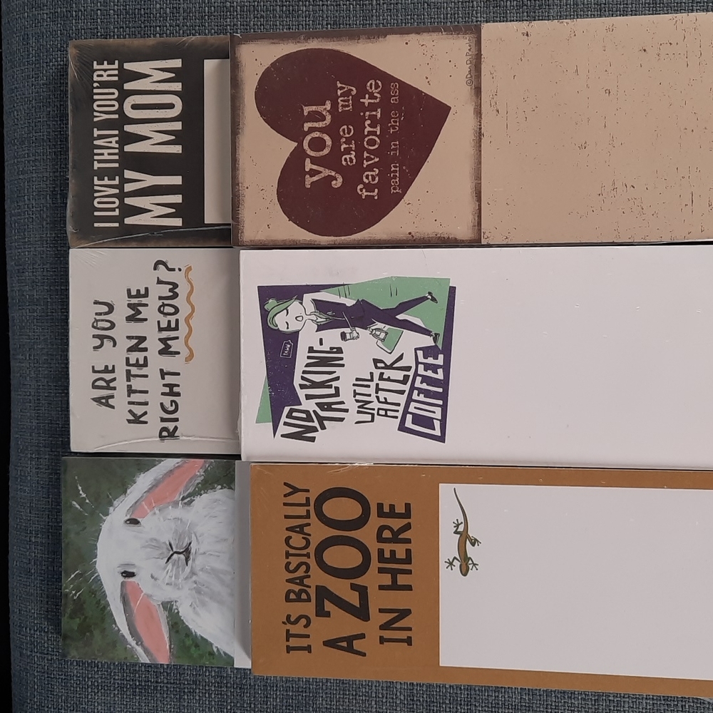 Set 6 Assorted List Note Pad Paper To-Do Grocery Magnetic Mom Coffee Cat Zoo NWT